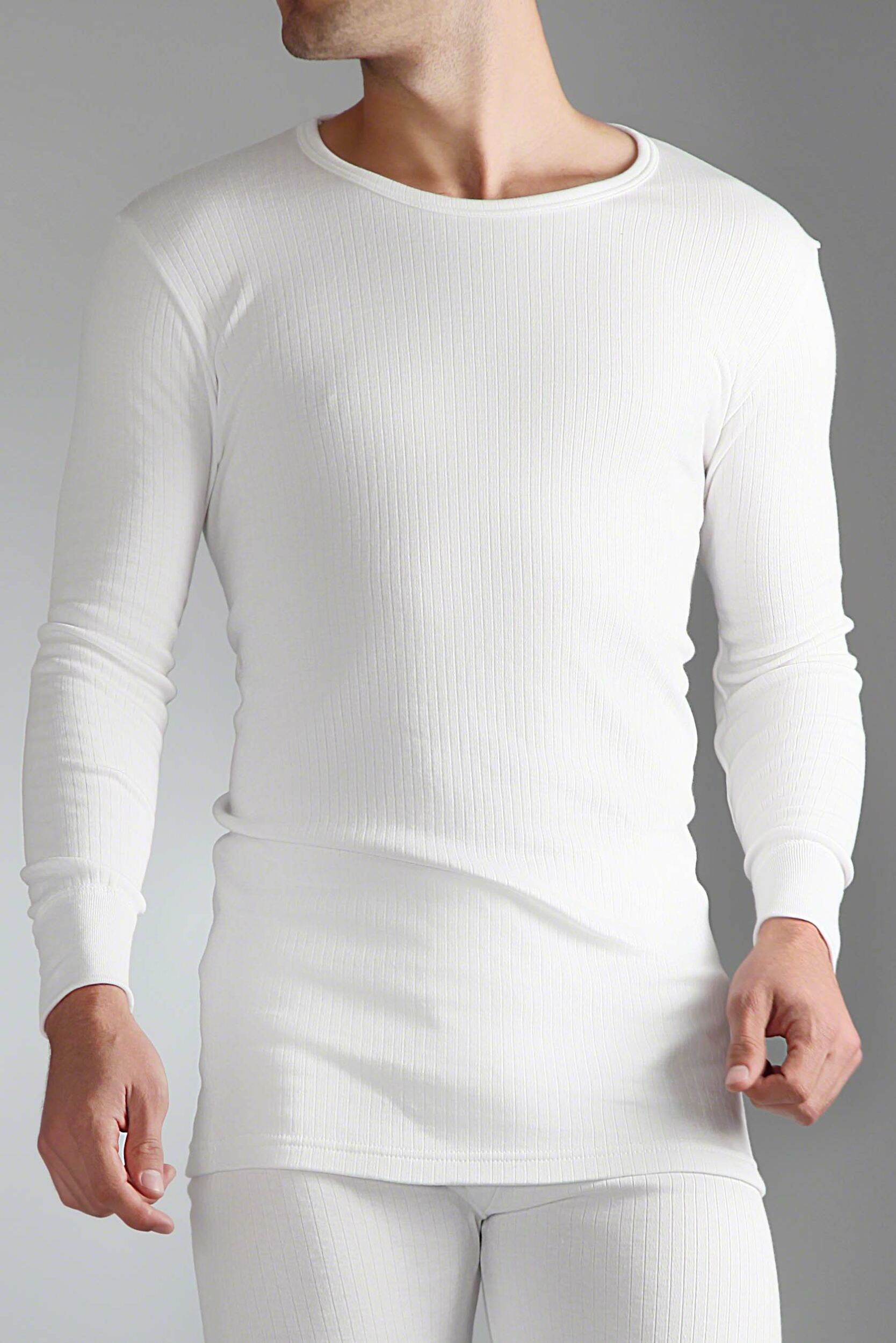 1 Pack White Long Sleeved Thermal Vest Men's Large - Heat Holders