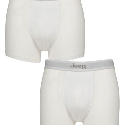 2 Pack White Cotton Plain Fitted Hipster Trunks Men's Medium - Jeep