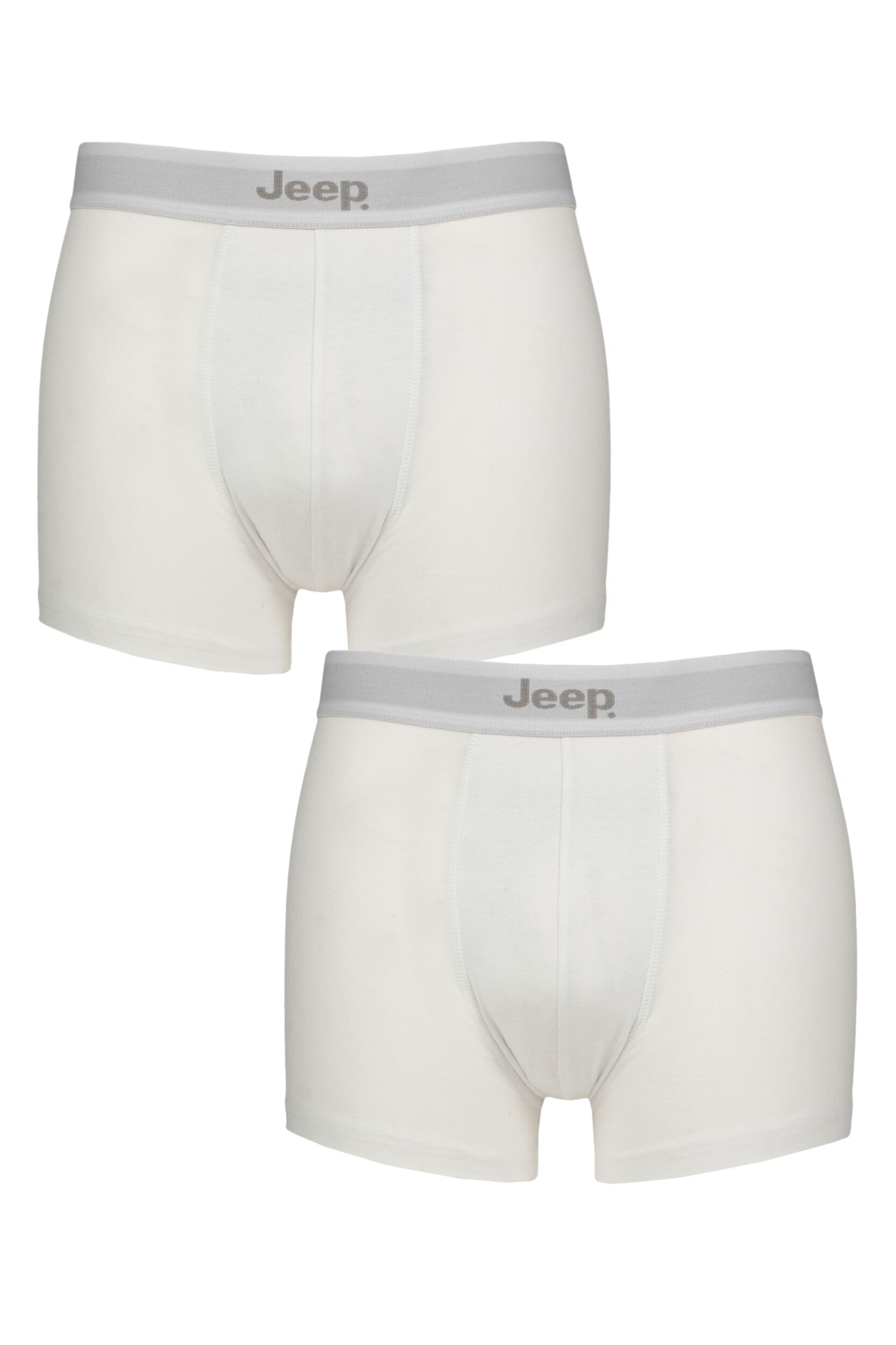 2 Pack White Cotton Plain Fitted Hipster Trunks Men's Medium - Jeep