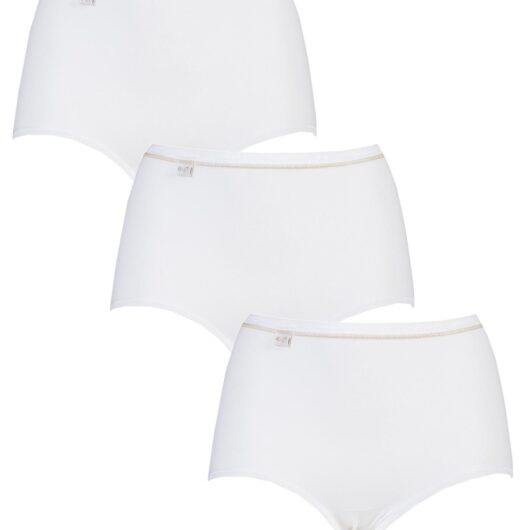 3 Pack White / Gold Basic Maxi Briefs Ladies 28 Ladies - Sloggi