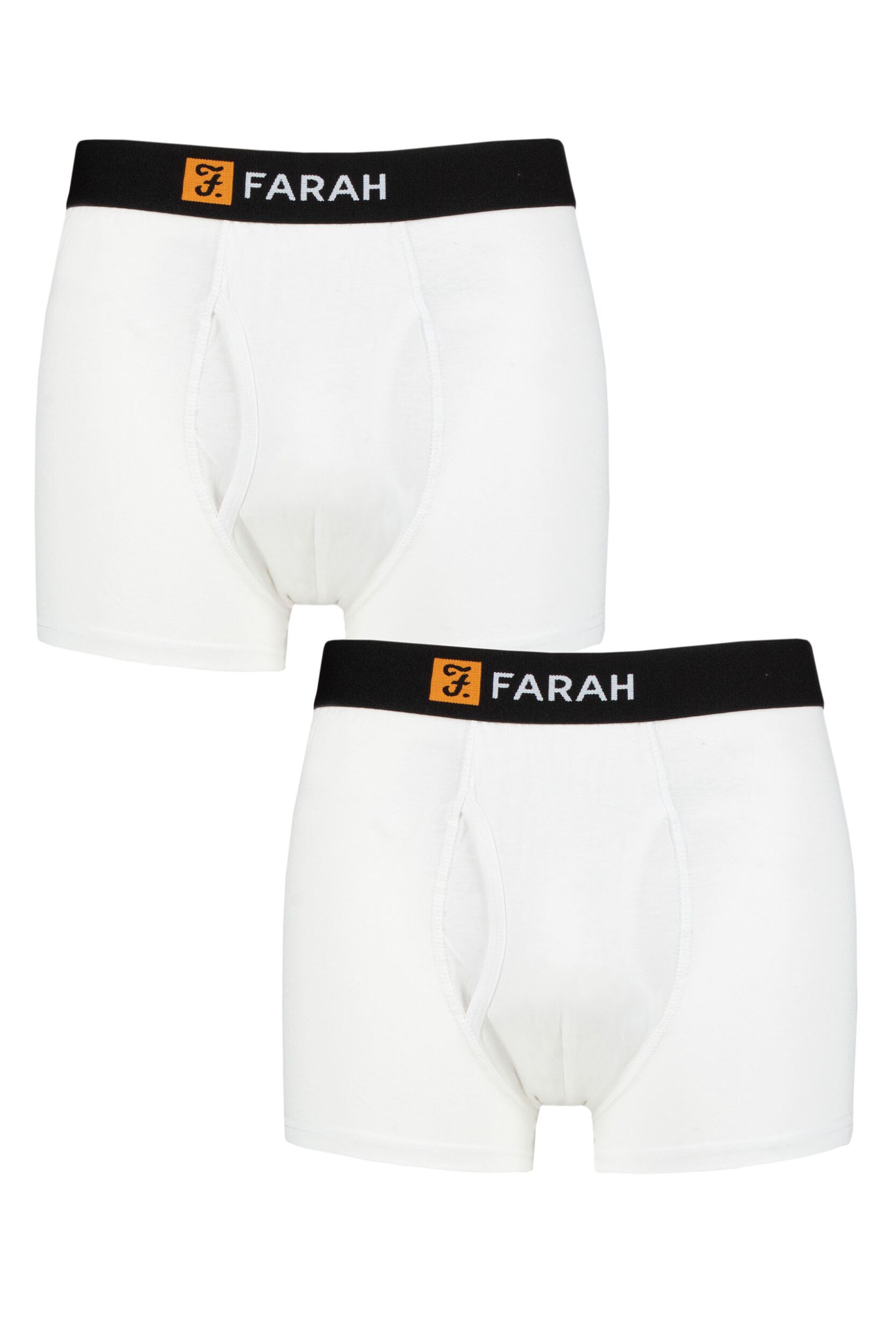 Mens 2 Pack Farah Classic Striped and Plain Bamboo Keyhole Trunks White M