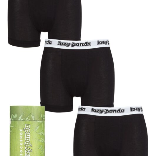 Mens 3 Pack SOCKSHOP Lazy Panda Bamboo Hipster Trunks White Large