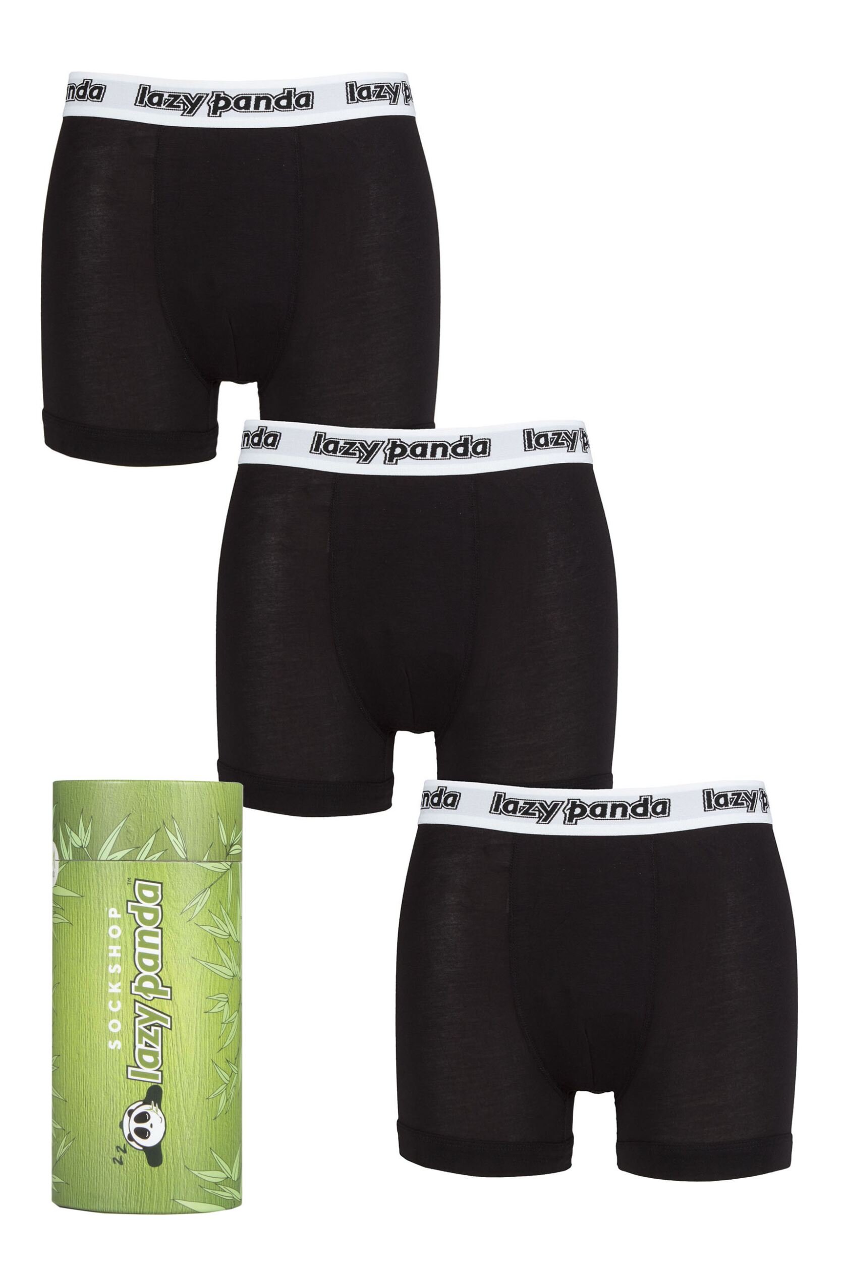 Mens 3 Pack SOCKSHOP Lazy Panda Bamboo Hipster Trunks White Medium