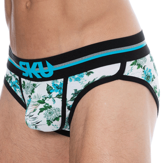 SKU Floral Cotton Briefs - White