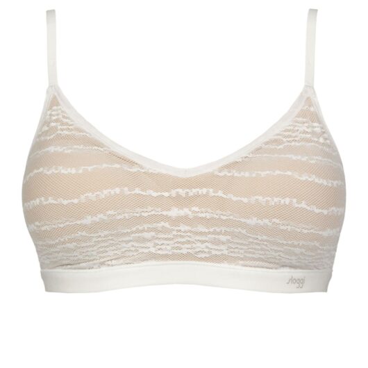 Womens 1 Pack Sloggi FREE Evolve Lace Push-Up Bra Silk White S/M