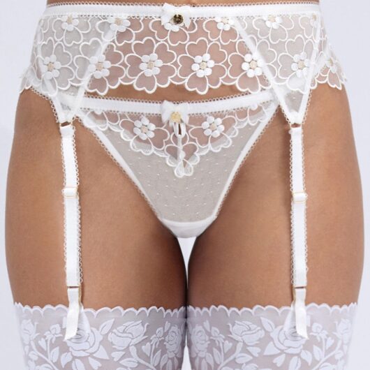 Boux Avenue Evangeline embroidered suspender belt - White - 06