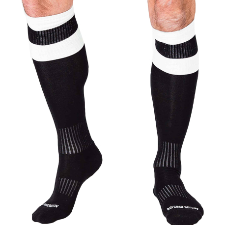 Barcode Football Knee Socks - Black - White