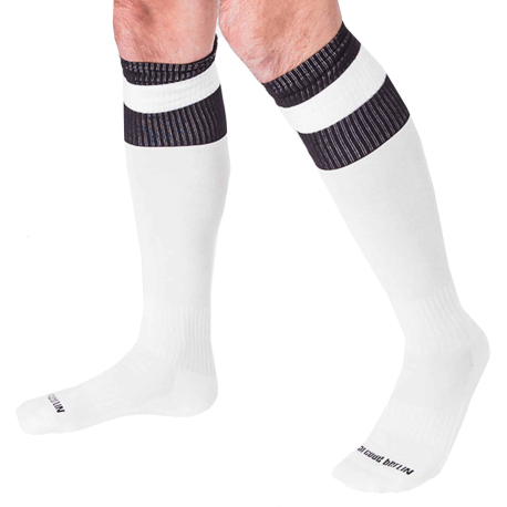 Barcode Football Knee Socks - White - Black