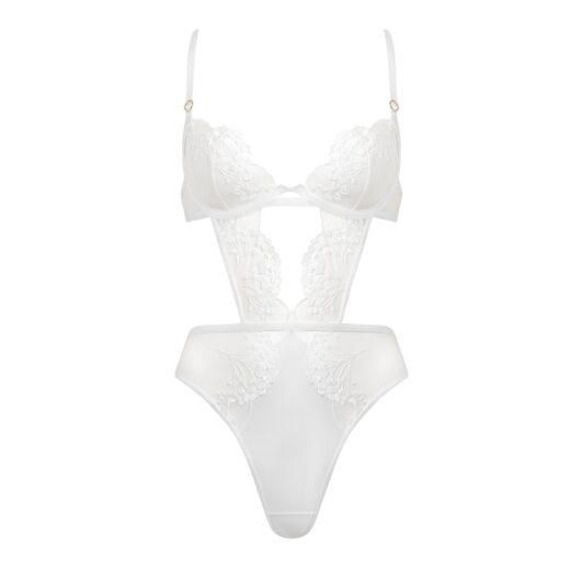 Bluebella Marisa Embroidered Sheer Bodysuit White - 30A