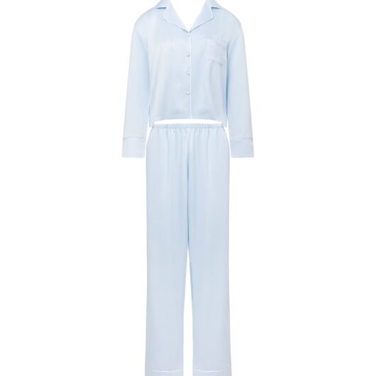 Bluebella Sara Luxury Satin Long Set Ice Water Blue/White - 10