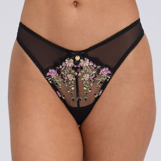 Boux Avenue Zinnia embroidered thong - Black Mix - 06