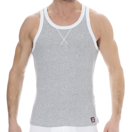 Diesel Rib Cotton Tank Top - Heather Grey