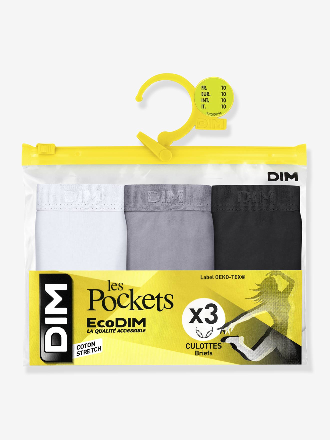 Pack of 3 girls' knickers Les Pockets Ecodim white