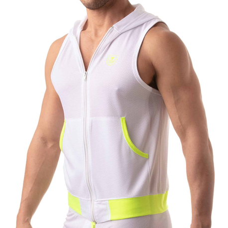 TOF Paris Athletic Mesh Sleeveless Hoodie - White