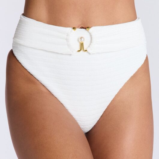 Boux Avenue Mirada crinkle high waist bikini bottoms - White - 18