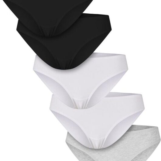 Urban Classics Ladies' Basic Cotton Panties (5-pack) Underwear black white greying